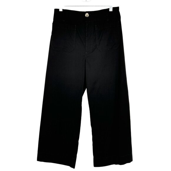 Anthropologie Maeve The Collette Pants Black Size 30 Cropped Linen Viscose Blend - Picture 1 of 9